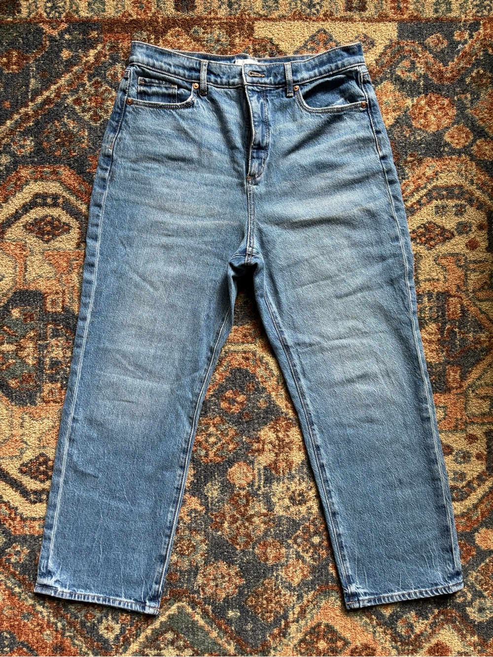 LOFT Med/Light Blue Straight-Leg Jeans